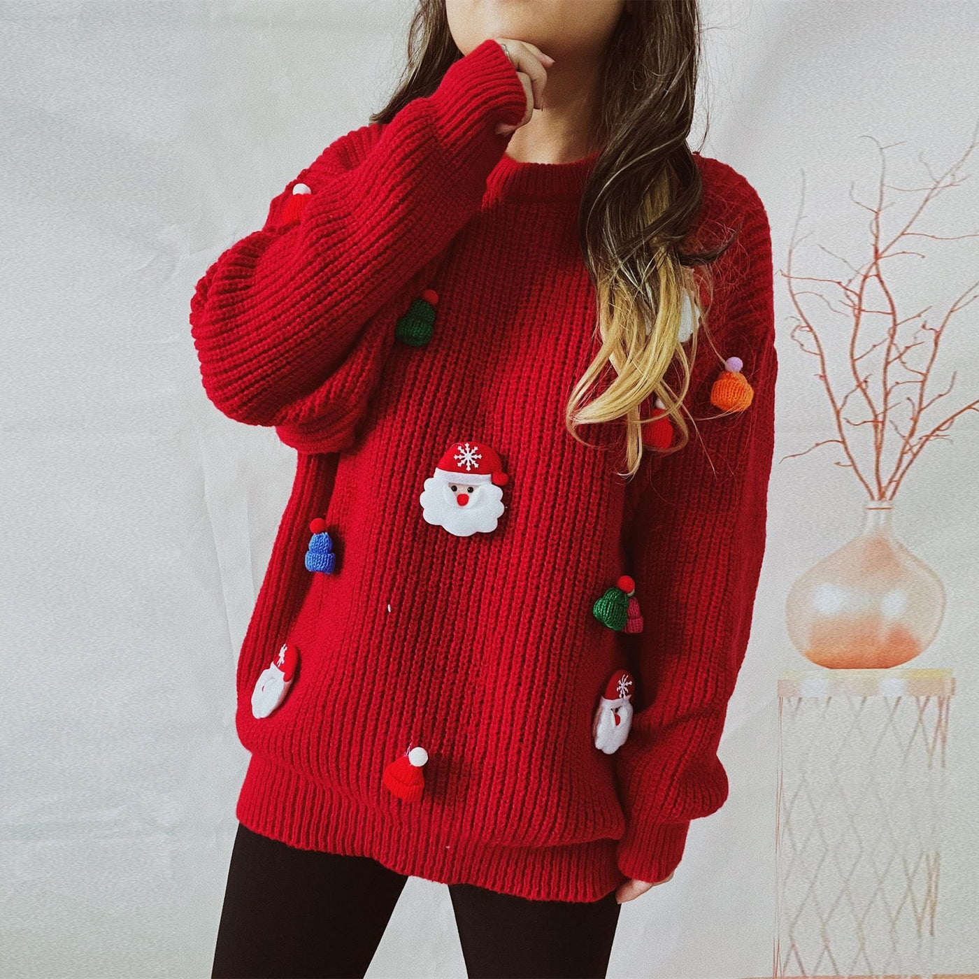 WindMind Embroidered Santa Pullover Sweater