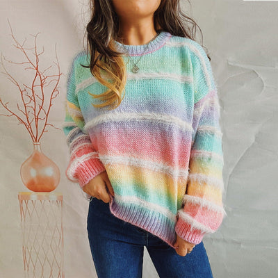 WindMind S / Rainbow Colors Gradient Striped Sweater
