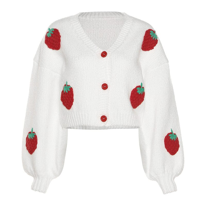 YIMAIL S / White Strawberry On Top Cardigan