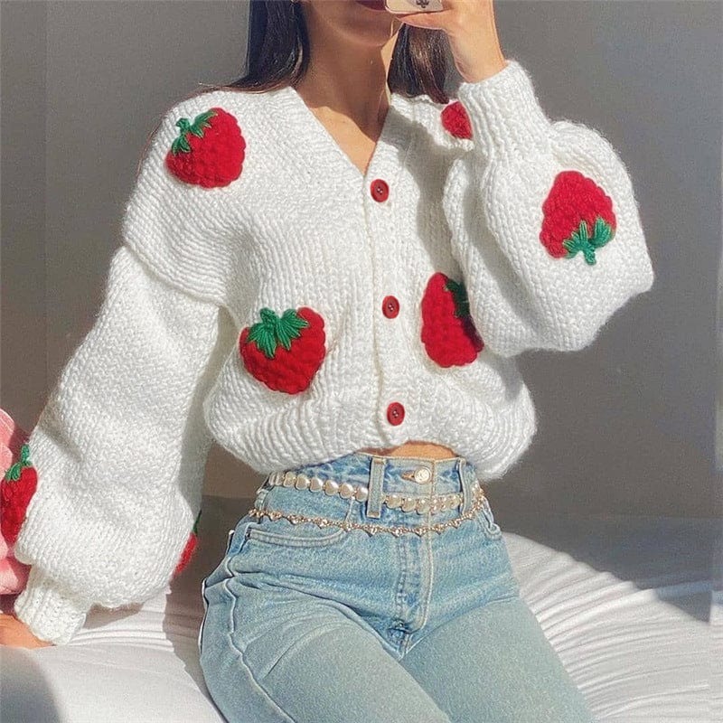 YIMAIL Strawberry On Top Cardigan