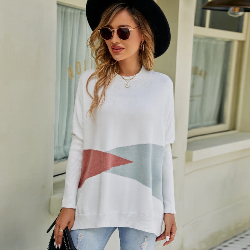 YINHAN S / White Odessa Loose Sleeve Pullover Sweater