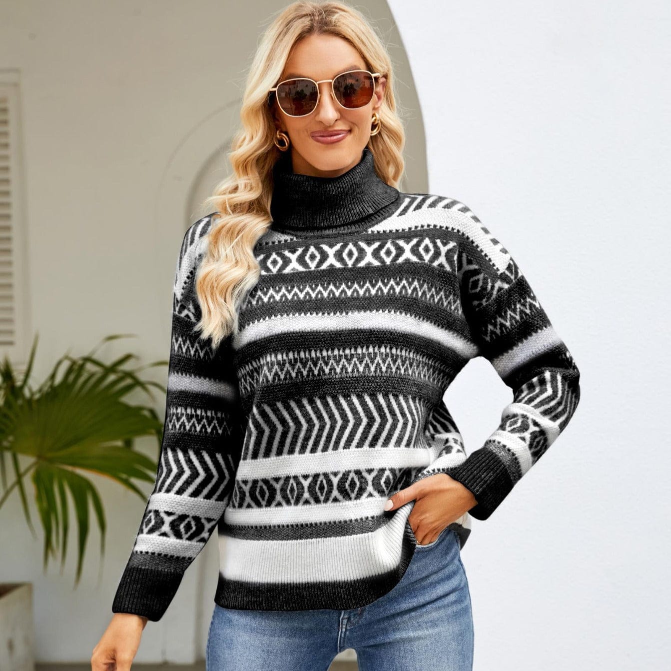 YINHAN Women Clothing Autumn Winter Loose Turtleneck Sweater Women Idle Casual Knitted Sweater