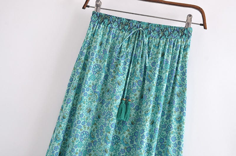 YiPin Azure Boho Maxi Skirt