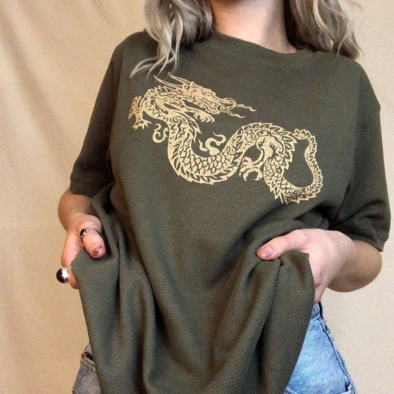 Ceila Hip Hop Short Sleeve Women Fried Street T shirt Dragon Pattern Printing Hip Hop Brand High Street T shirt Supply