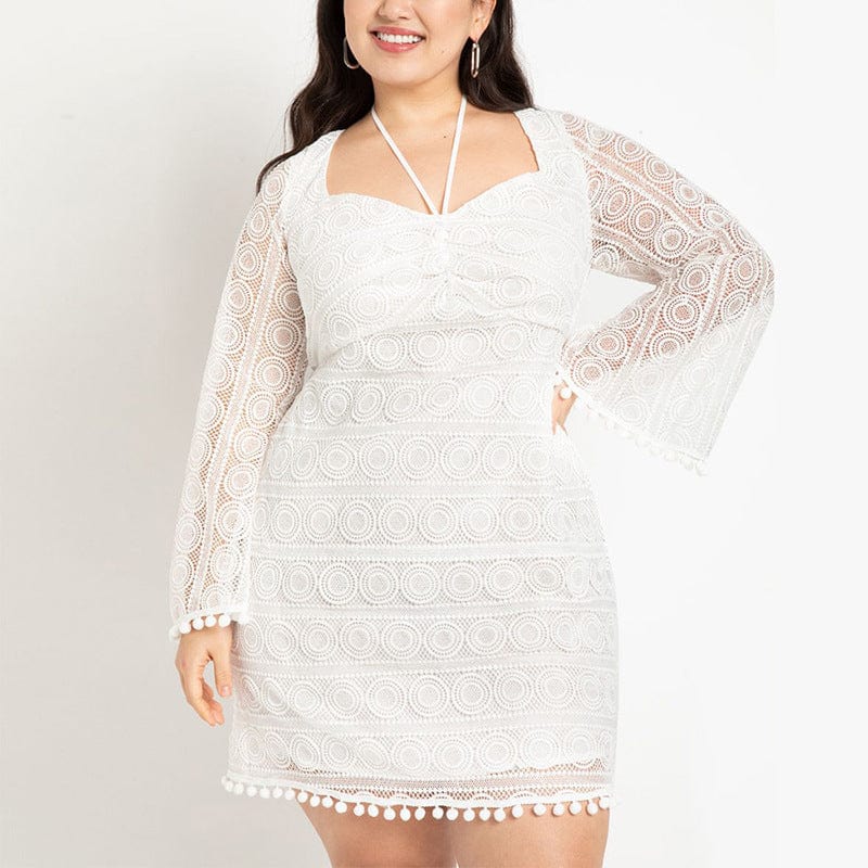 COLOREDSILK Plus Size Savannah White Mini Dress