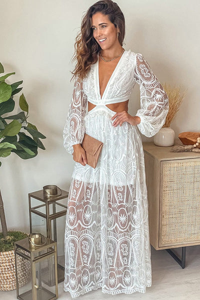 SHINTWO Whispers in the Breeze Lace Maxi Dress
