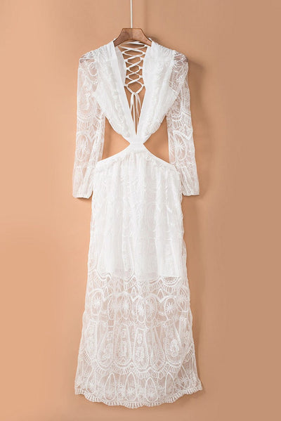 SHINTWO Whispers in the Breeze Lace Maxi Dress