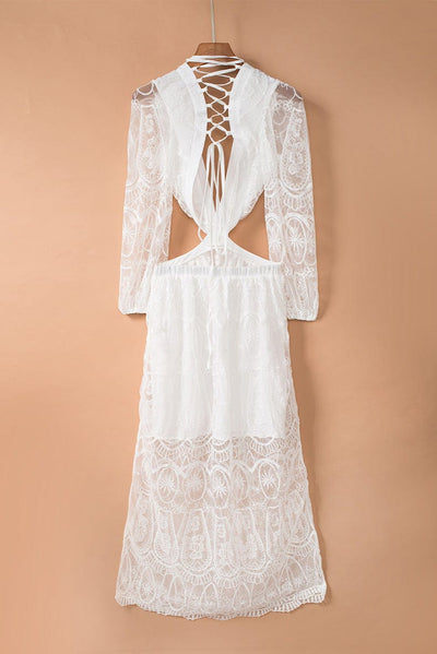 SHINTWO Whispers in the Breeze Lace Maxi Dress
