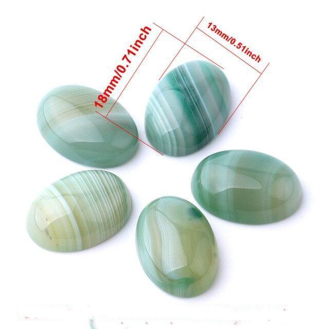WickedAF 1.3x1.8cm/0.6"x0.7" Oval Natural Green Agate Stones