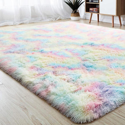 WickedAF 120x160cm/47.2"x63" Fluffy Rainbow Carpet