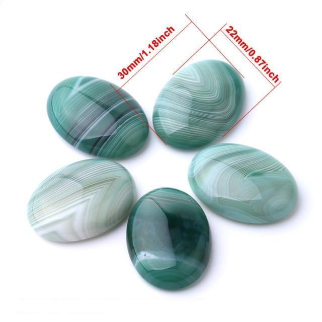 WickedAF 2.2x3cm/0.9"x1.2" Oval Natural Green Agate Stones