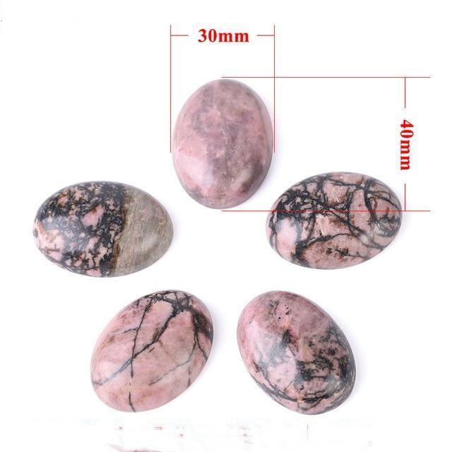 WickedAF 3x4cm/1.2"x1.6" Oval Natural Black Line Rhodonite Stones