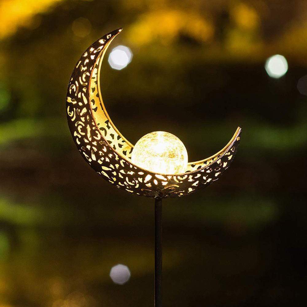 Solar Powered Crescent Moon Garden Light