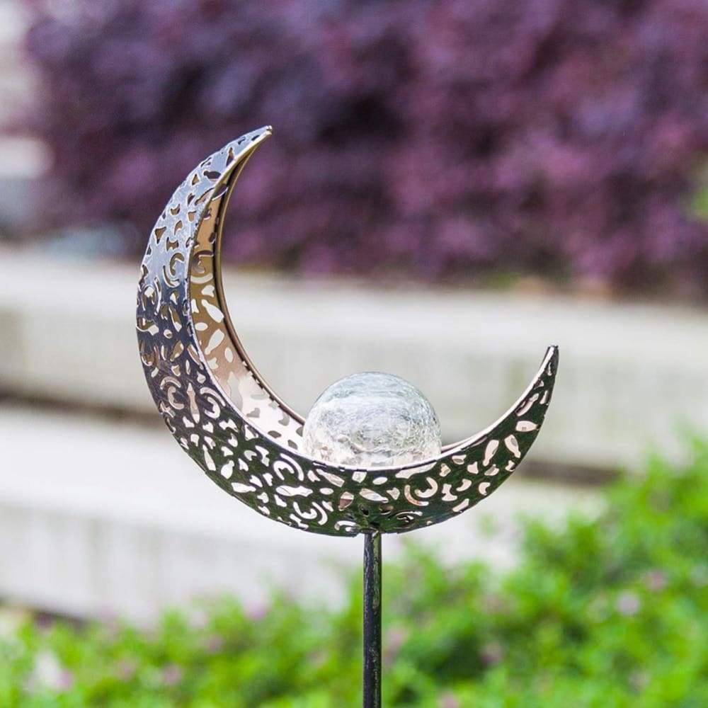 Solar Powered Crescent Moon Garden Light