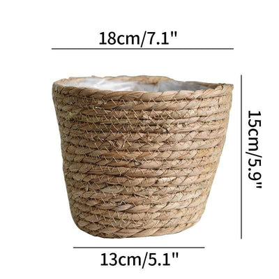 WickedAF A  18x15x13cm/7.1"x5.9"x5.1" Handmade Straw Planter Pot