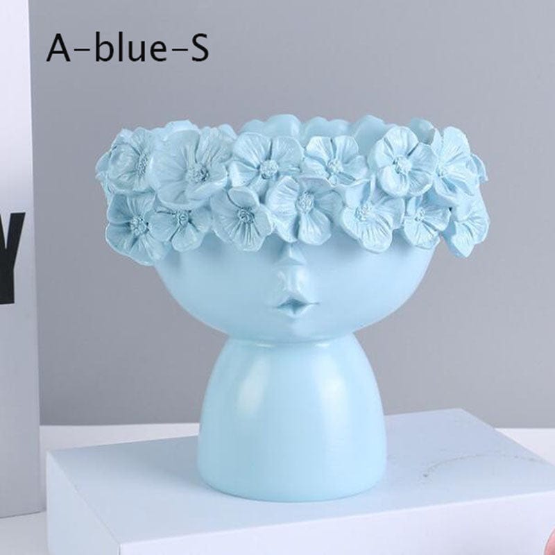 WickedAF A-Blue-S Floral Head Vase