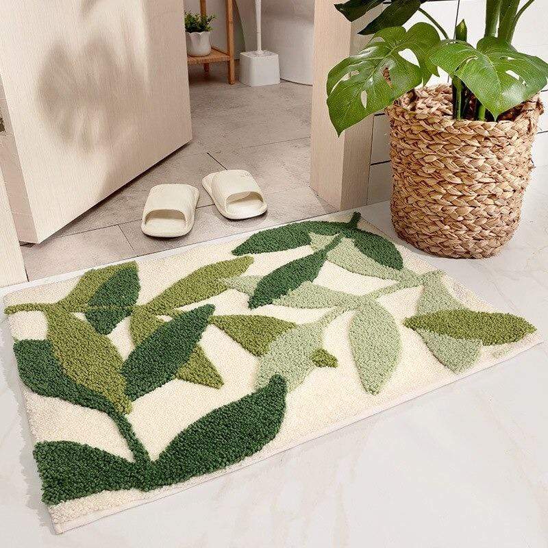 WickedAF All Over Green Leaves Bath Mat