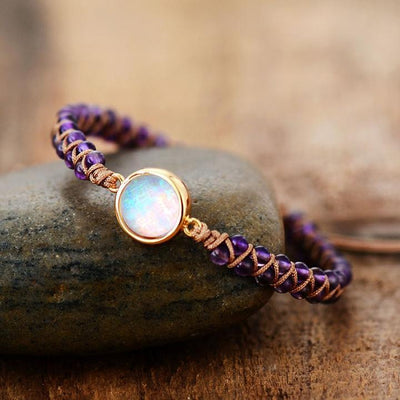 Natural Amethyst & Opal String Braided Bracelet - wickedafstore