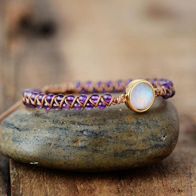 Natural Amethyst & Opal String Braided Bracelet - wickedafstore