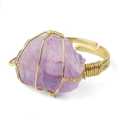 WickedAF Amethyst Natural Crystal Wire Wrapped Ring