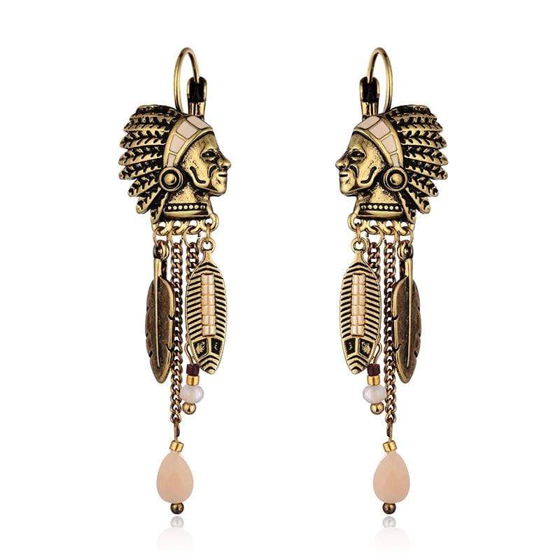 WickedAF Ancient Bronze Gold Indian Figurine Tassel Earrings