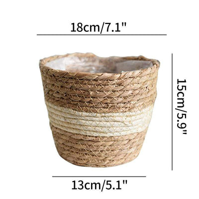 WickedAF B 18x15x13cm/7.1"x5.9"x5.1" Handmade Straw Planter Pot
