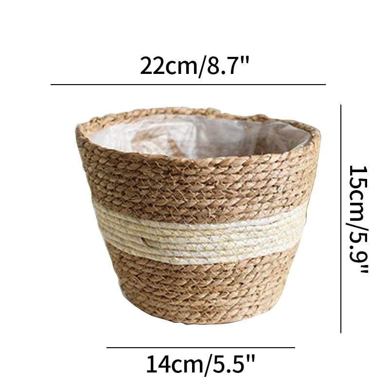 WickedAF B 22x15x14cm/8.7"x5.9"x5.5" Handmade Straw Planter Pot