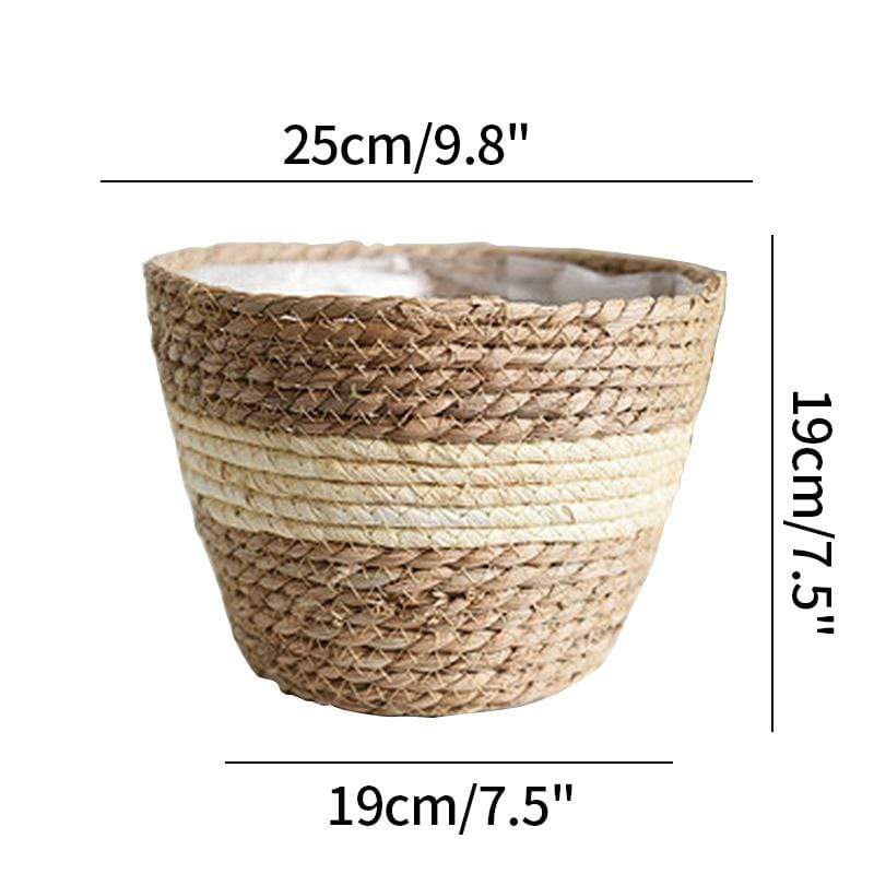 WickedAF B 25x19x19cm/9.8"x7.5"x7.5" Handmade Straw Planter Pot