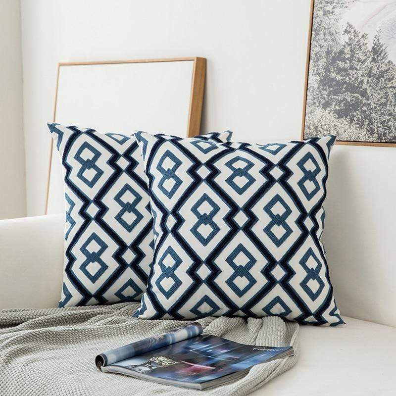 WickedAF B Blue and White Geometric Cushion Covers