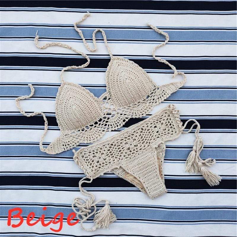 WickedAF Beige / L Aster Handmade Bikini Set