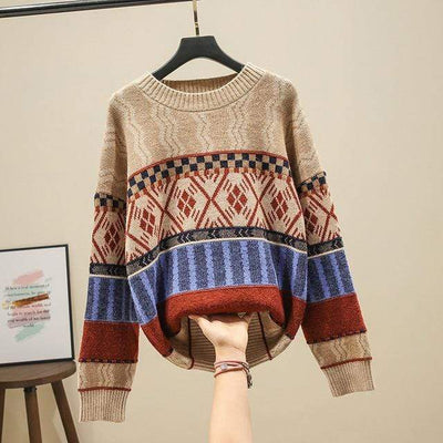 WickedAF Beige / One Size Kalea Retro Knitted Sweater