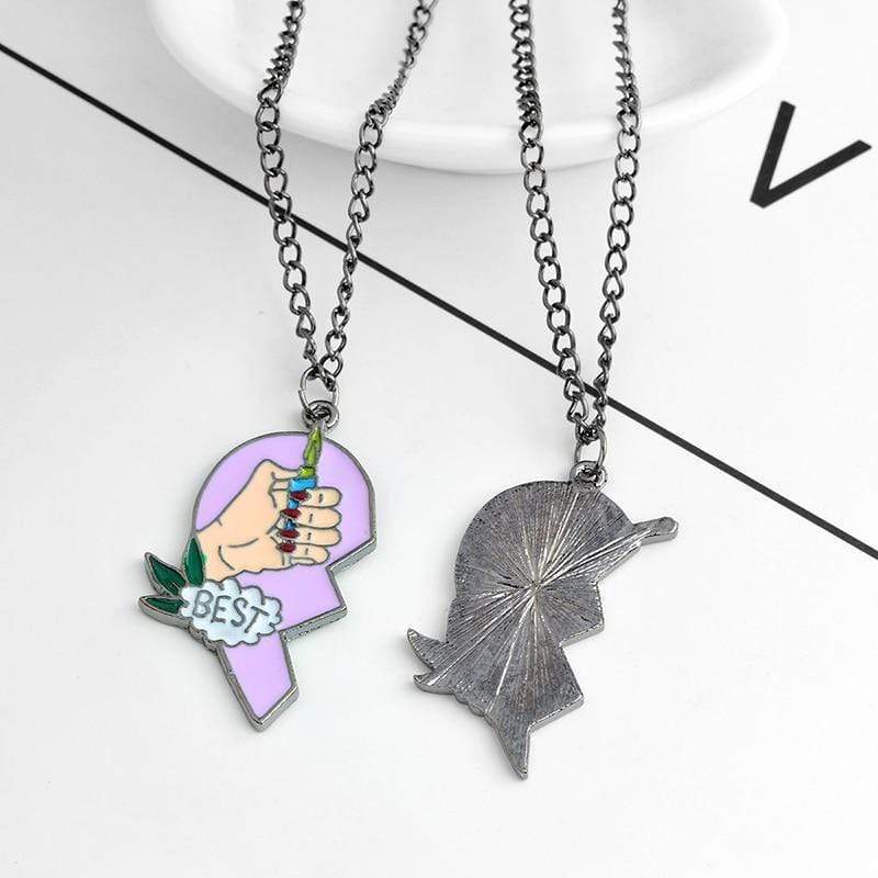 WickedAF Best Buds Heart Puzzle Pendant Necklace
