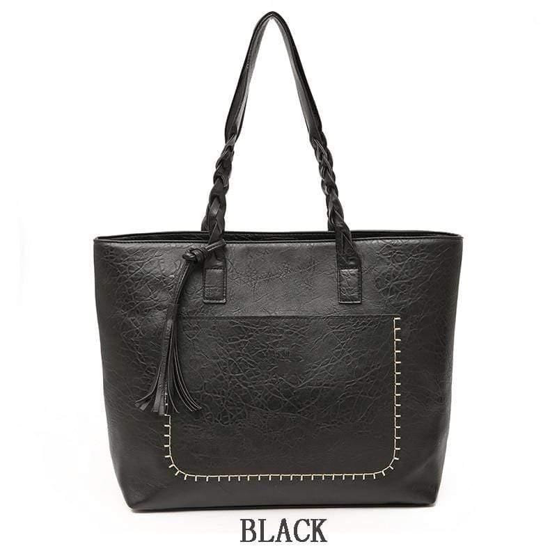 WickedAF Black / 32.5x12x30cm/12.8"x4.8"x11.8" Adelaida Oversized Leather Bag