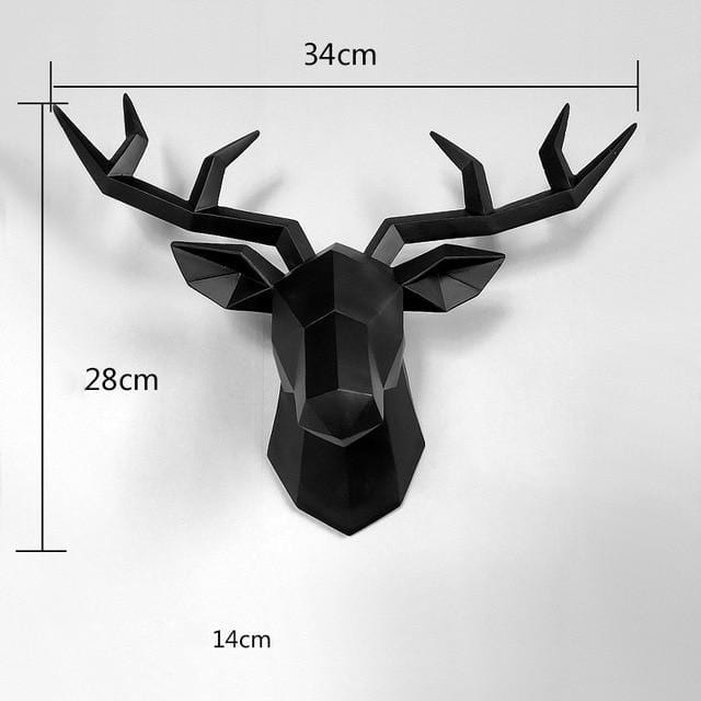 WickedAF Black 3D Deer Head Wall Statue