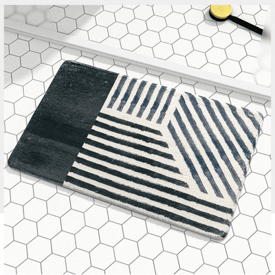WickedAF Black / 50x80cm/19.7"x31.5" Geometric Striped Bath Mat