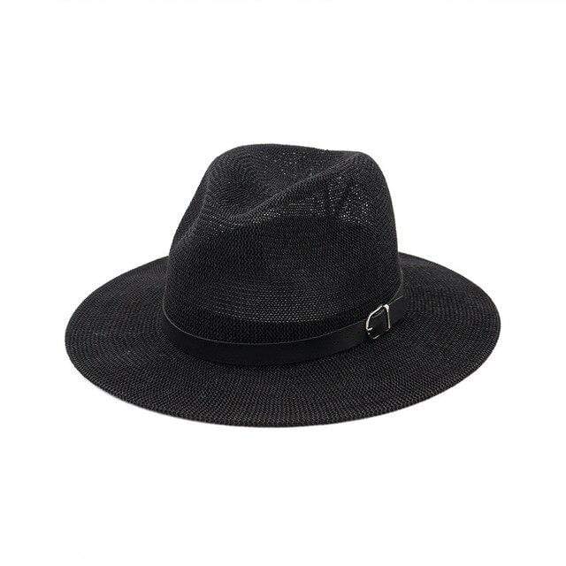WickedAF Black / 55-58cm/21.7x22.9cm Black Belted Panama Hat