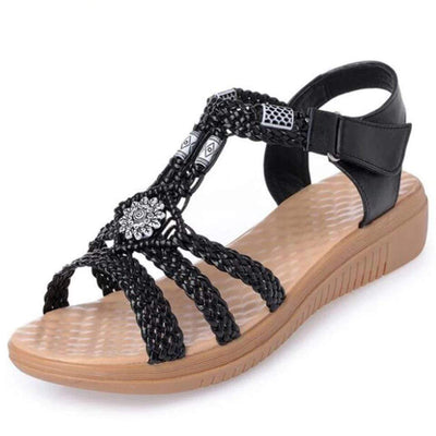 WickedAF Black / 8 Ethnic Style Wedges Sandals