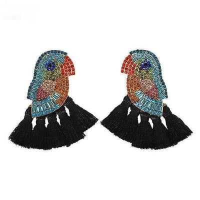 WickedAF black Bird & Tassel Earrings