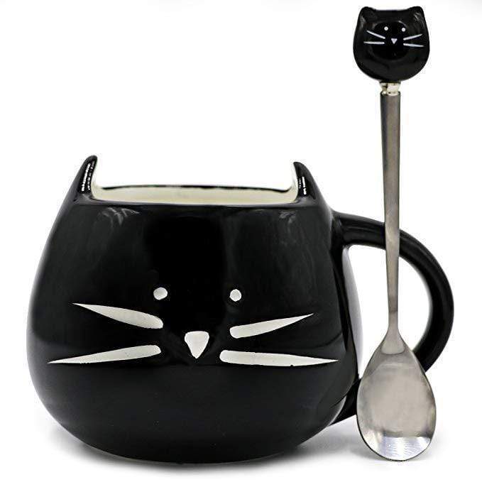 Cute Cat Coffee Mug With Spoon - wickedafstore