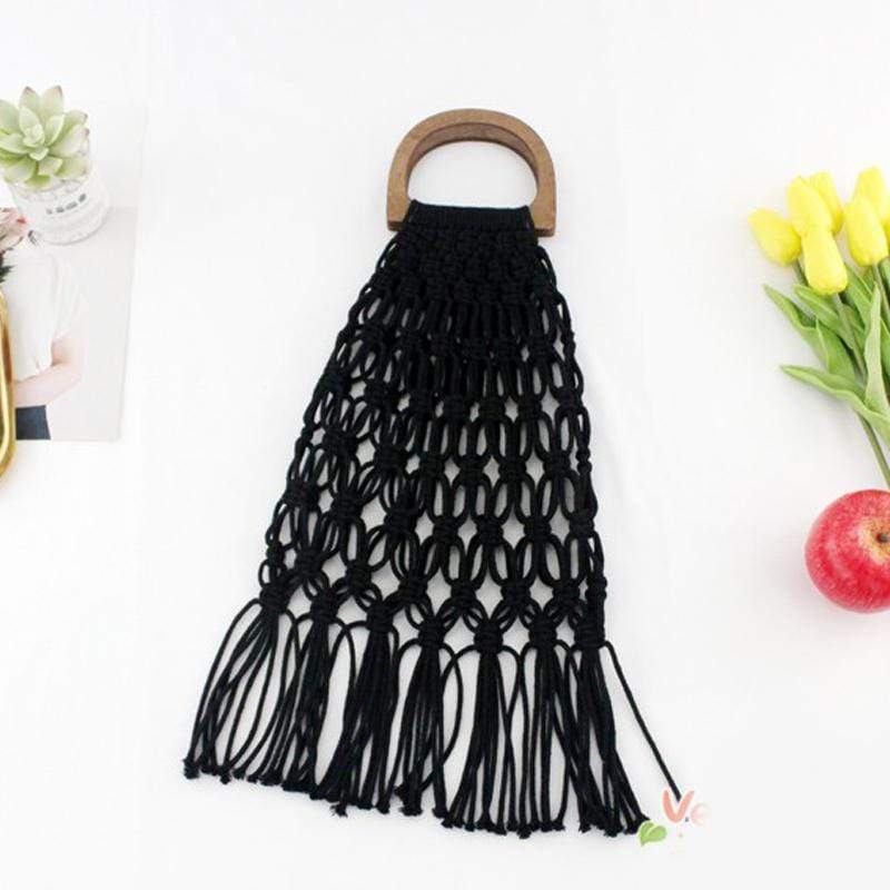 WickedAF Black Fia Handmade Woven Rope Bag