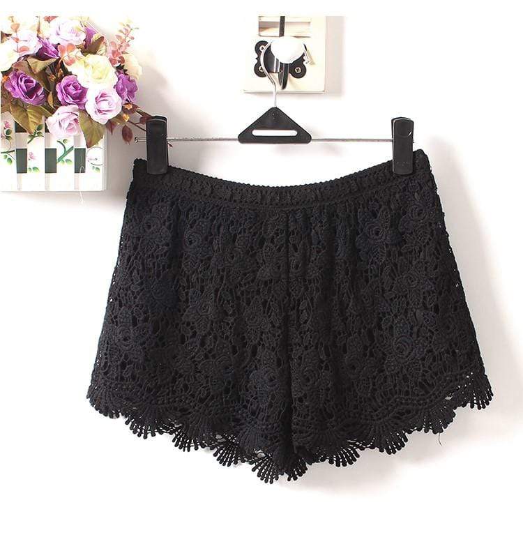 WickedAF Black / One Size Francisca Lace Shorts