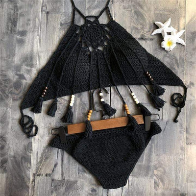 WickedAF Black / S Tiki Tassel Bikini Set (7 colors)