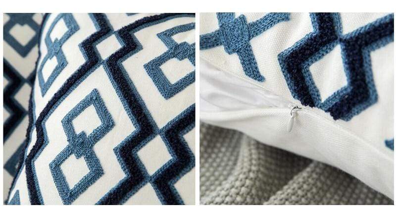 WickedAF Blue and White Geometric Cushion Covers