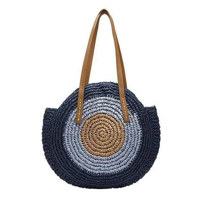 Bohemian Straw Bag with Faux Leather Straps - wickedafstore
