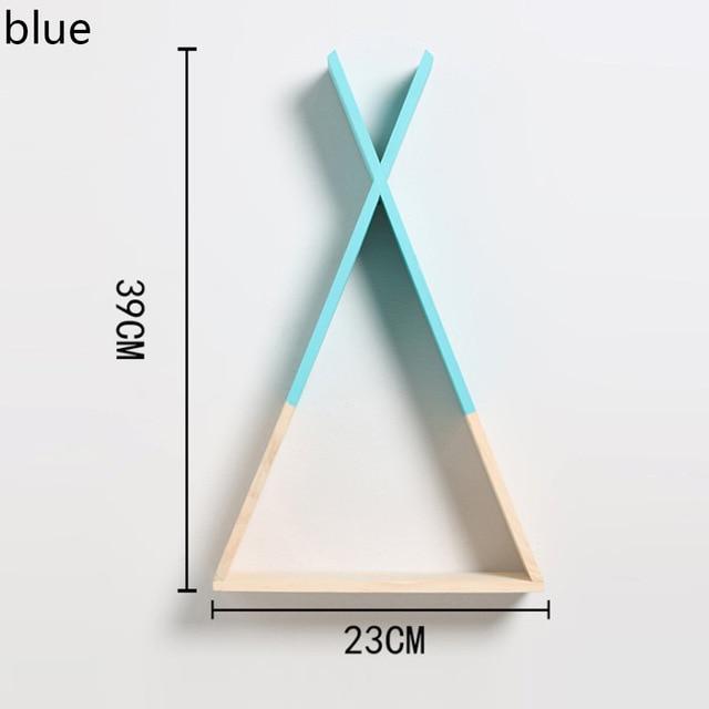 Color Dipped Wooden Triangle Wall Shelf