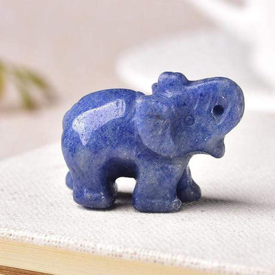 WickedAF Blue Jade Natural Crystal Elephant Figurine