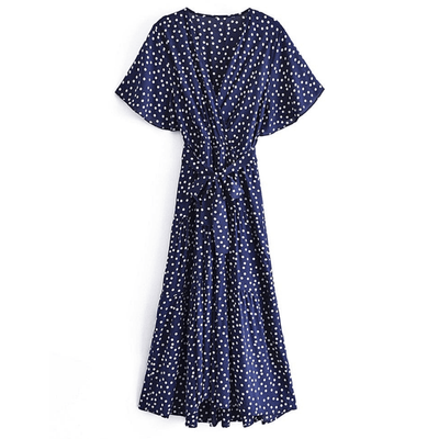 WickedAF Blue / L Dots All Over Maxi Dress