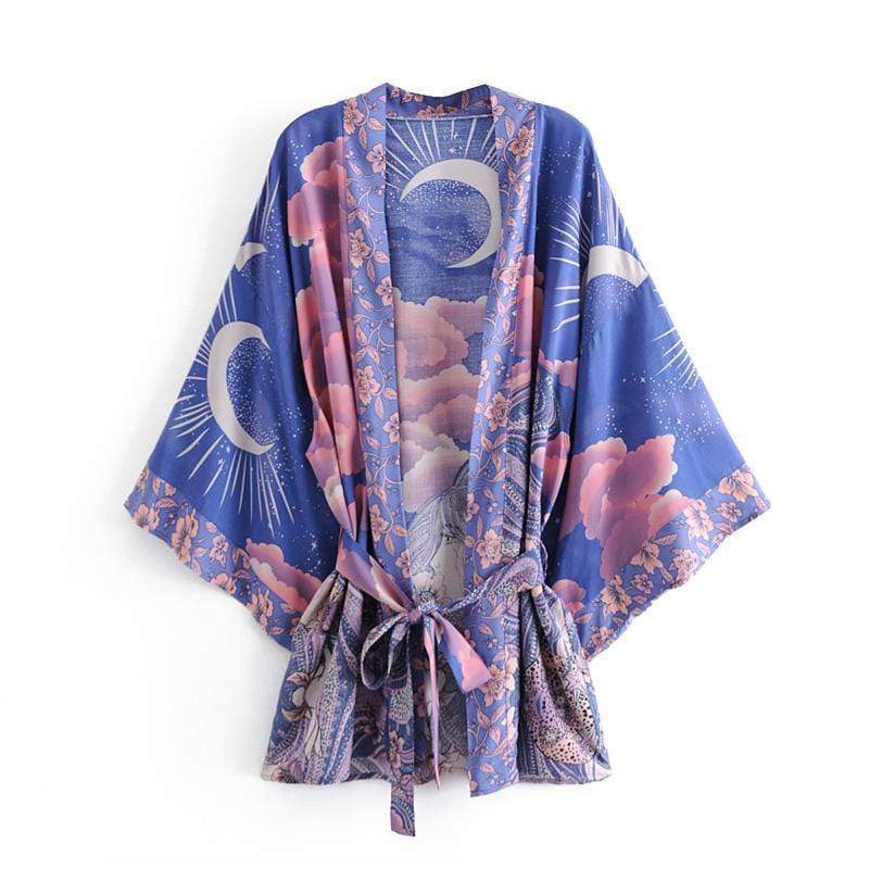 WickedAF Blue Moon Design Kimono