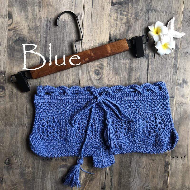 WickedAF Blue / ONE SIZE Boho Knitted Mini Shorts