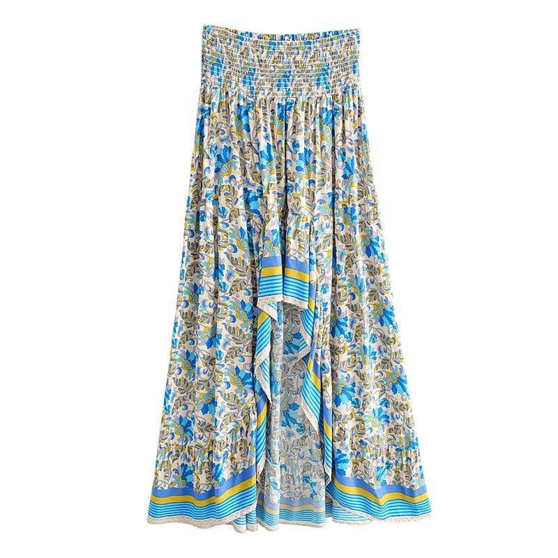 WickedAF Blue / S Daru High Waist Floral Skirt